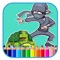 Turtles And Ninja is a fun coloring activity