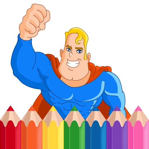 Cartoon superhero coloring book for kids icon