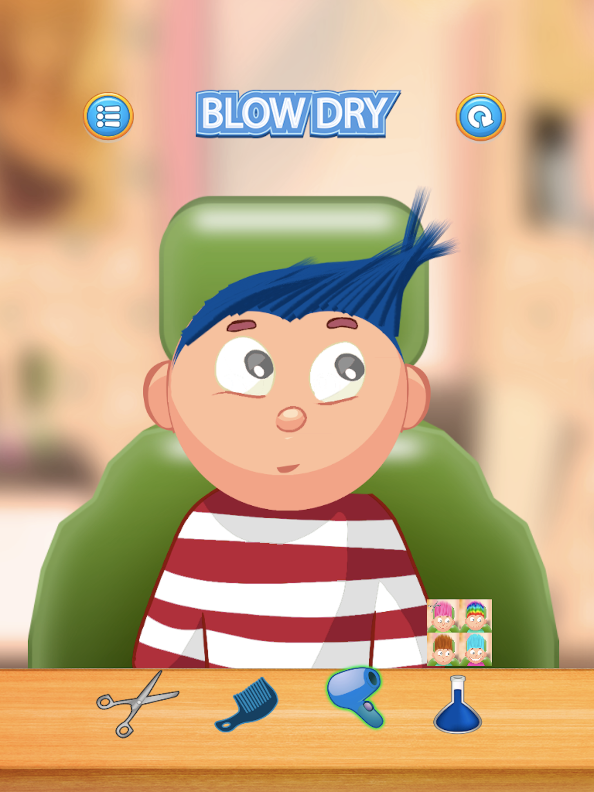 Child game / hair cut (dark blue)