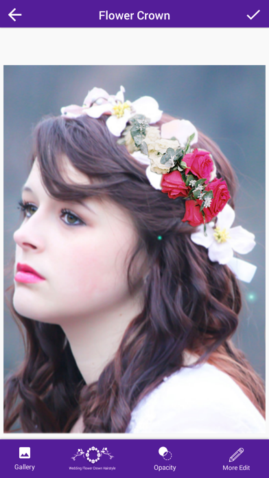 Screenshot #1 pour Wedding Flower Crown Hairstyle Photo Editor