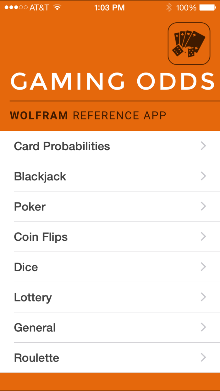 Wolfram Gaming Odds Reference App