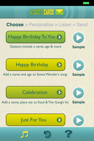 AcoustiCards:Personalized songs, musical greetings screenshot 2