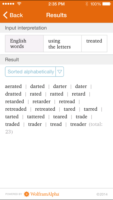 Wolfram Words Reference App Screenshot