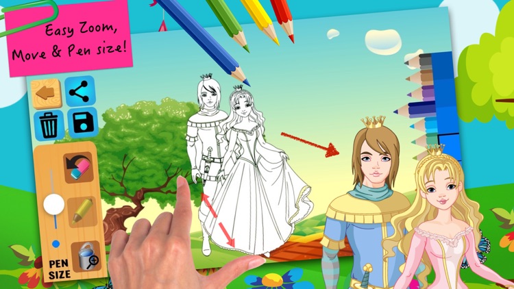 Princess fairy tale coloring pages for girls