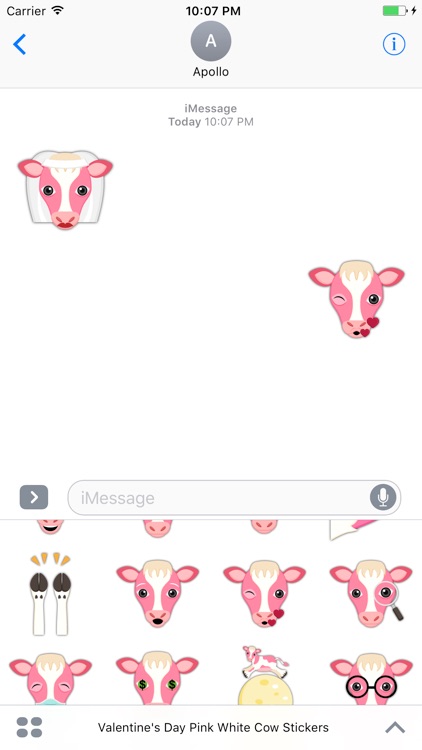 Valentine's Day Pink White Cow Stickers screenshot-4