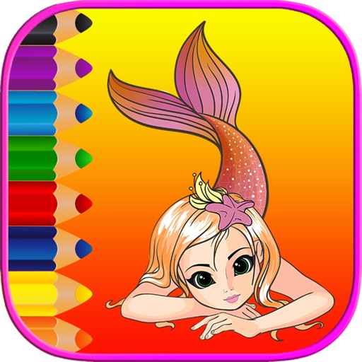 Cute Mermaid Coloring Book Pages Free - Kids Games Icon
