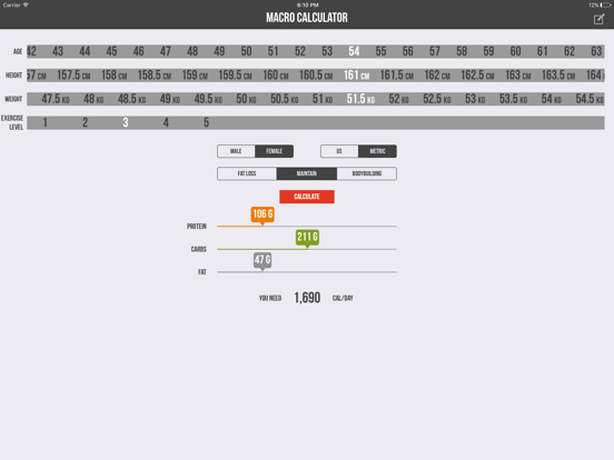 Screenshot #1 for Macro Calculator - Mifflin-St Jeor Formula