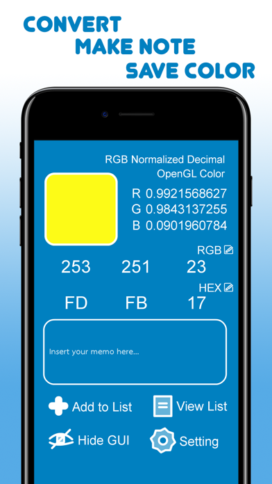 Screenshot #1 pour Color: Converter & Memorandum