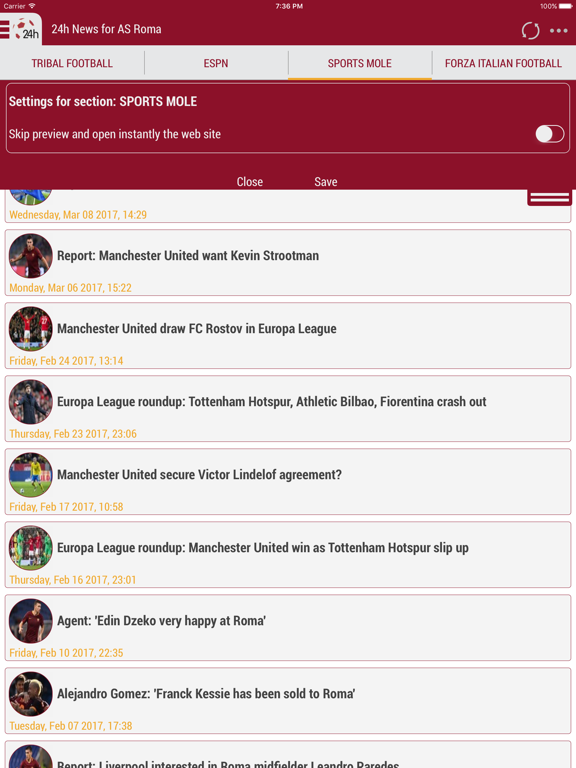 24h News for AS Roma iPad screenshot 3 - News app