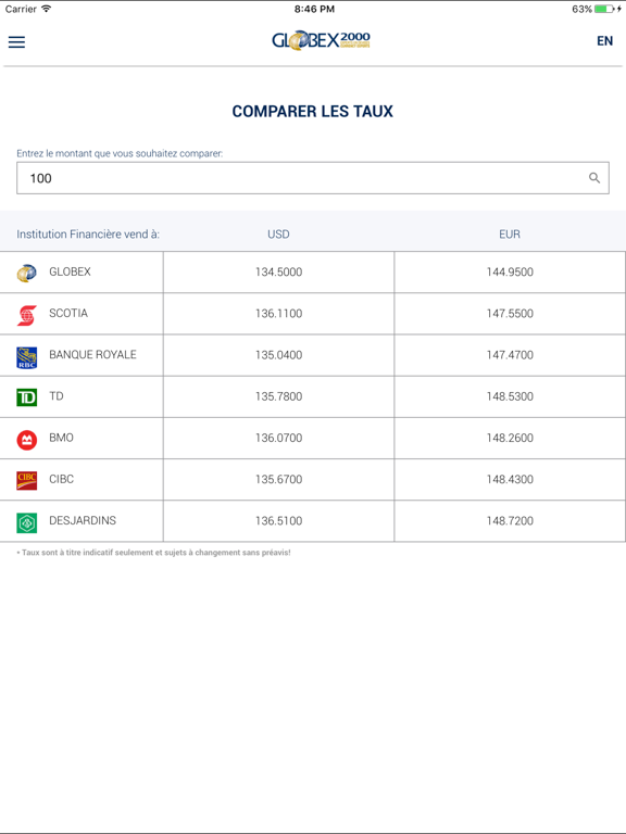 Screenshot #6 pour Globex 2000 Currency Exchange
