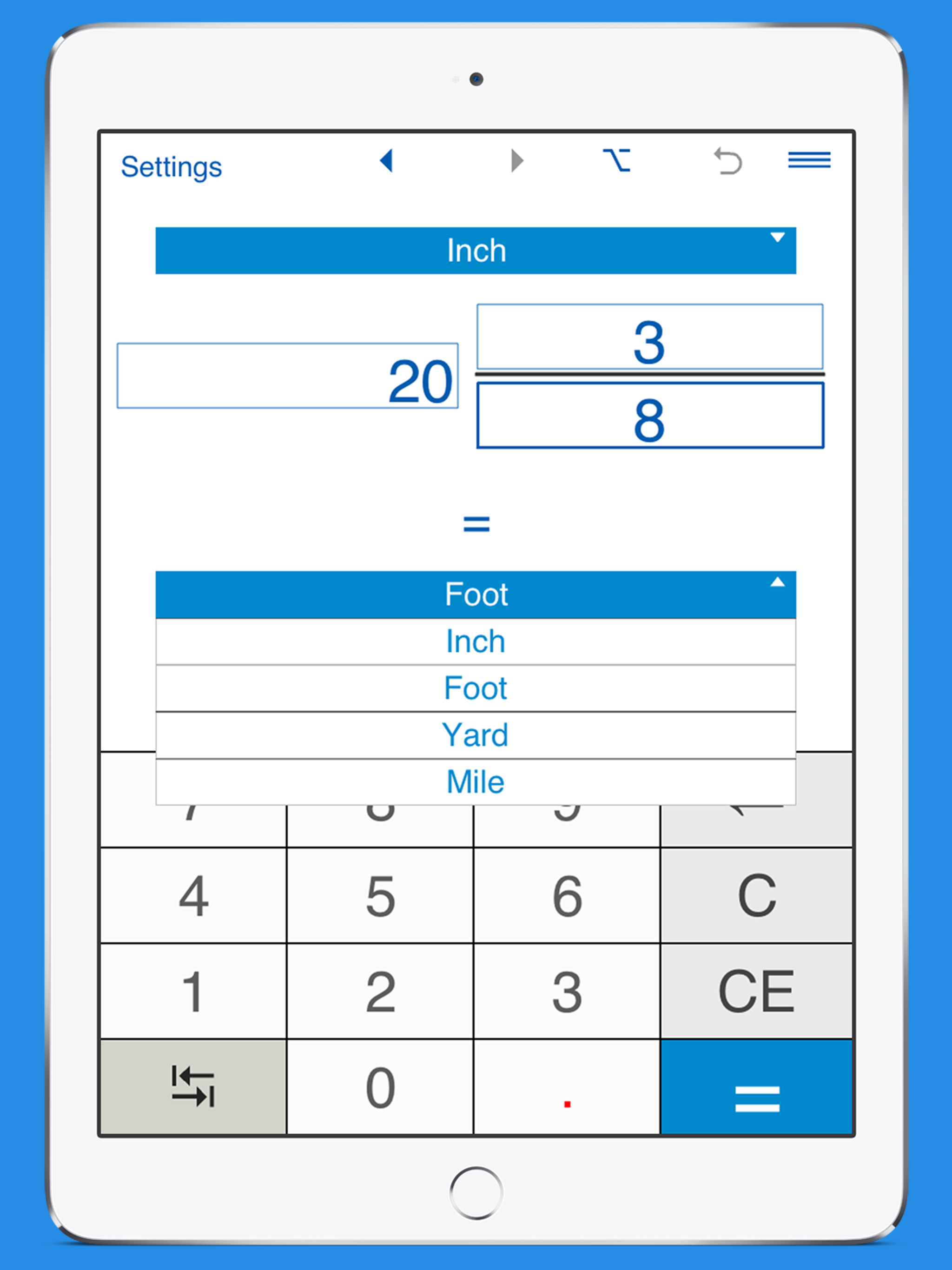 Inches, Feet, Yards and Miles Converter