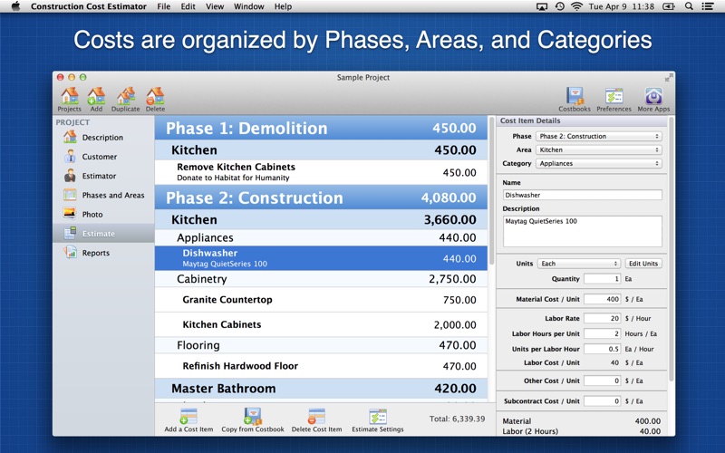 construction cost estimator iphone screenshot 4