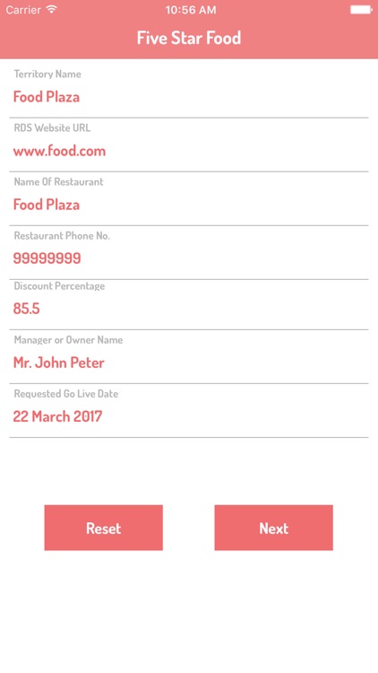 Five Star Menu Submit