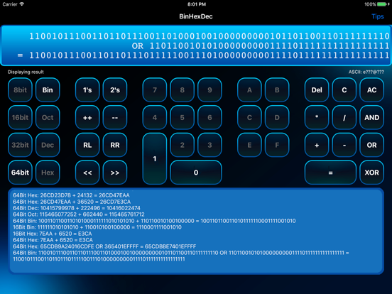 BinHexDec - Programmers Calculator iPad screenshot 2 - Utilities app