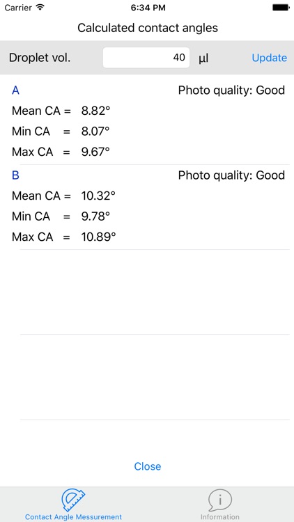 Joninn - Contact angles