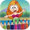 Mermaid in ocean coloring book for kids games