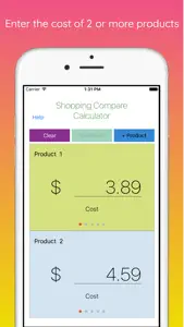 Shopping Compare Calculator screenshot #1 for iPhone