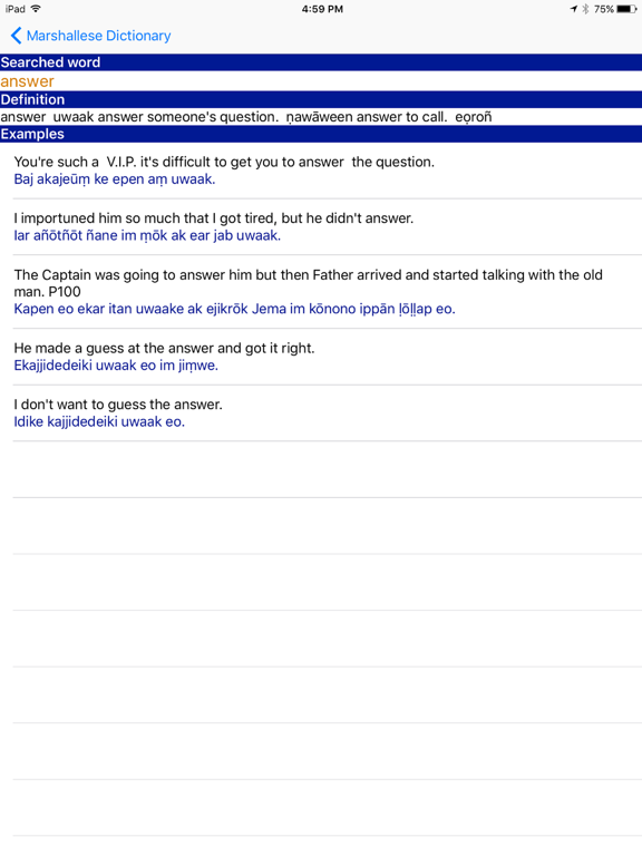 Marshallese Dictionary iPad screenshot 4 - Education app
