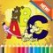 Icon Kids ABC animals Cartoon words Coloring book page