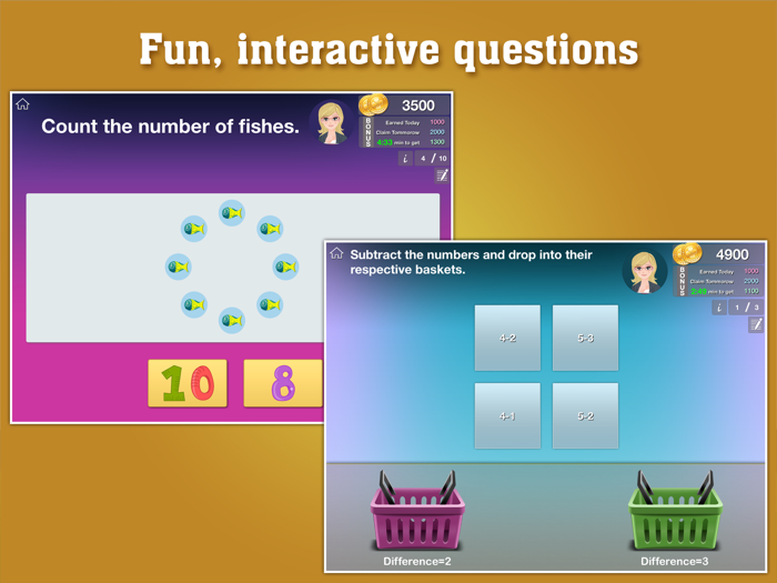 Kindergarten Kids Math Game Count Add KG Shapes