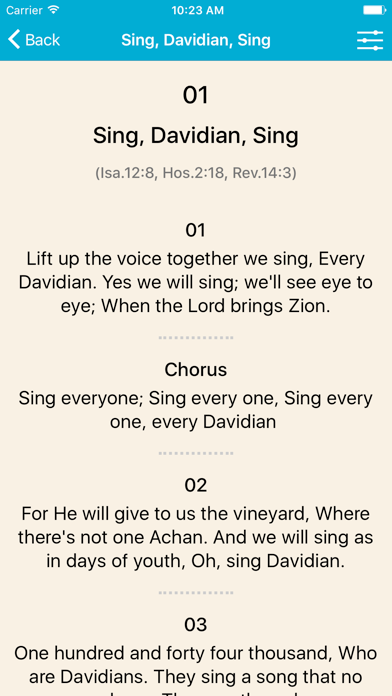 Davidian Songs iPhone screenshot 4 - Book app