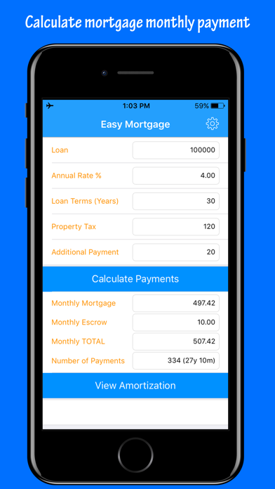 Screenshot #1 pour Easy Mortgage - Loan Calculator