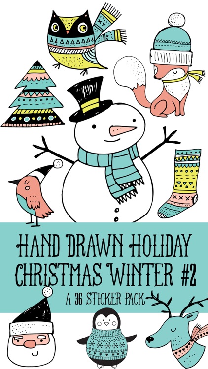 Hand Drawn Holiday Christmas Winter 2 Sticker Pack