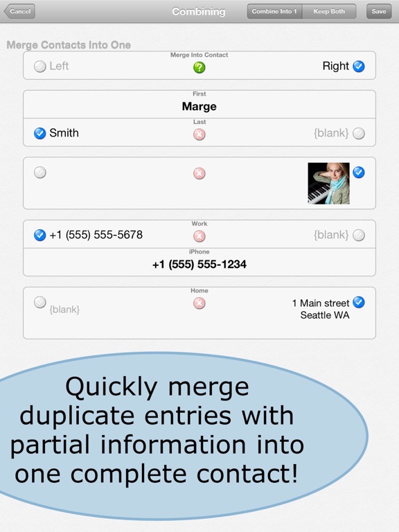ContactClean Pro - Address Book Cleanup & Repair iPad screenshot 2 - Productivity app