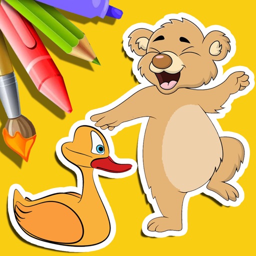 Free Coloring Page Little Bear And Duck Game Icon