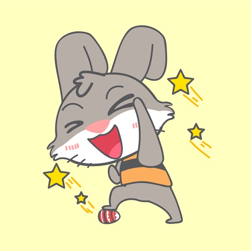 Animated Grey Easter Bunny Sticker