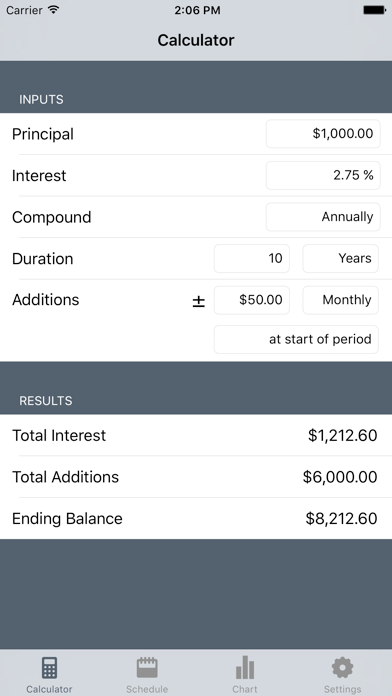 Screenshot #1 pour Cic Lite - Compound Interest Calculator