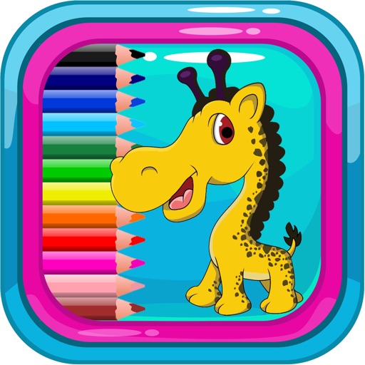 Animal Giraffes Games Coloring Book For Kids Icon