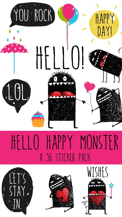 Hello Happy Monster Sticker Pack