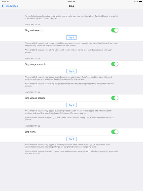 Screenshot #6 pour Hide & Seek: Better privacy for your web searches