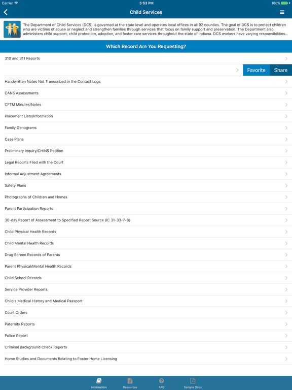 Information Sharing Guide iPad screenshot