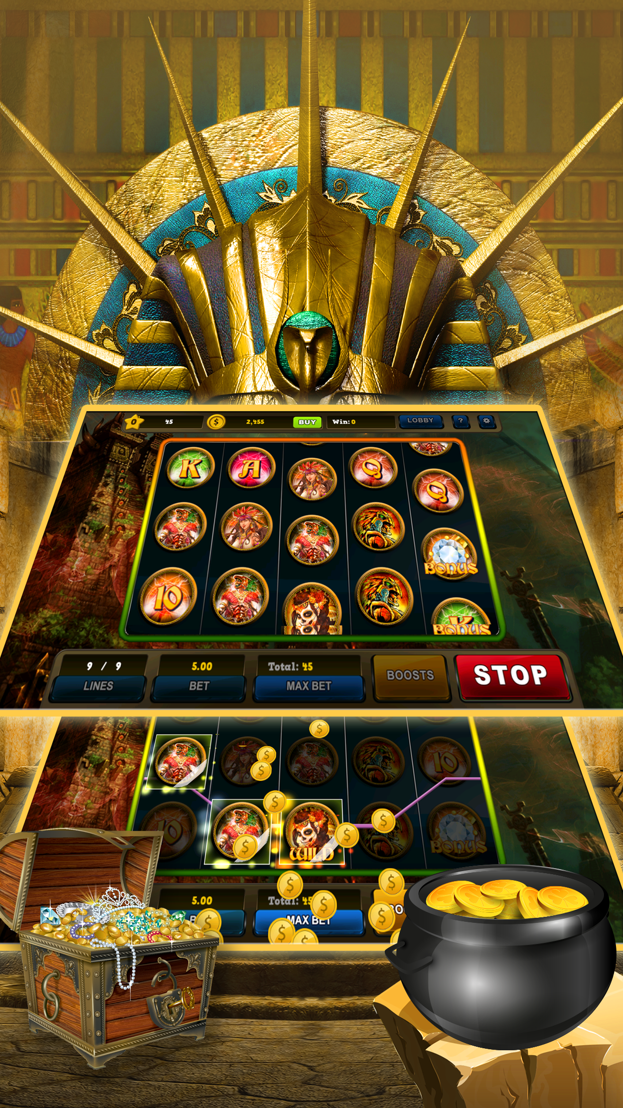 Viva Aztec Warrior Gold Rush - Free Play Slots screenshot 2