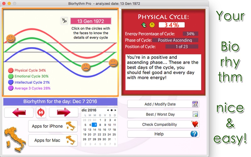 biorhythm pro - measure the rhythm of your life iphone screenshot 1