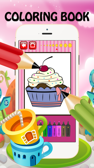 Valentine Cup Cake Bakery Coloring Book For Kids iPhone screenshot