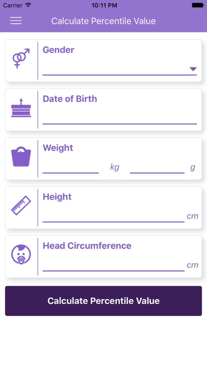 Nutricia Percentile Calculator