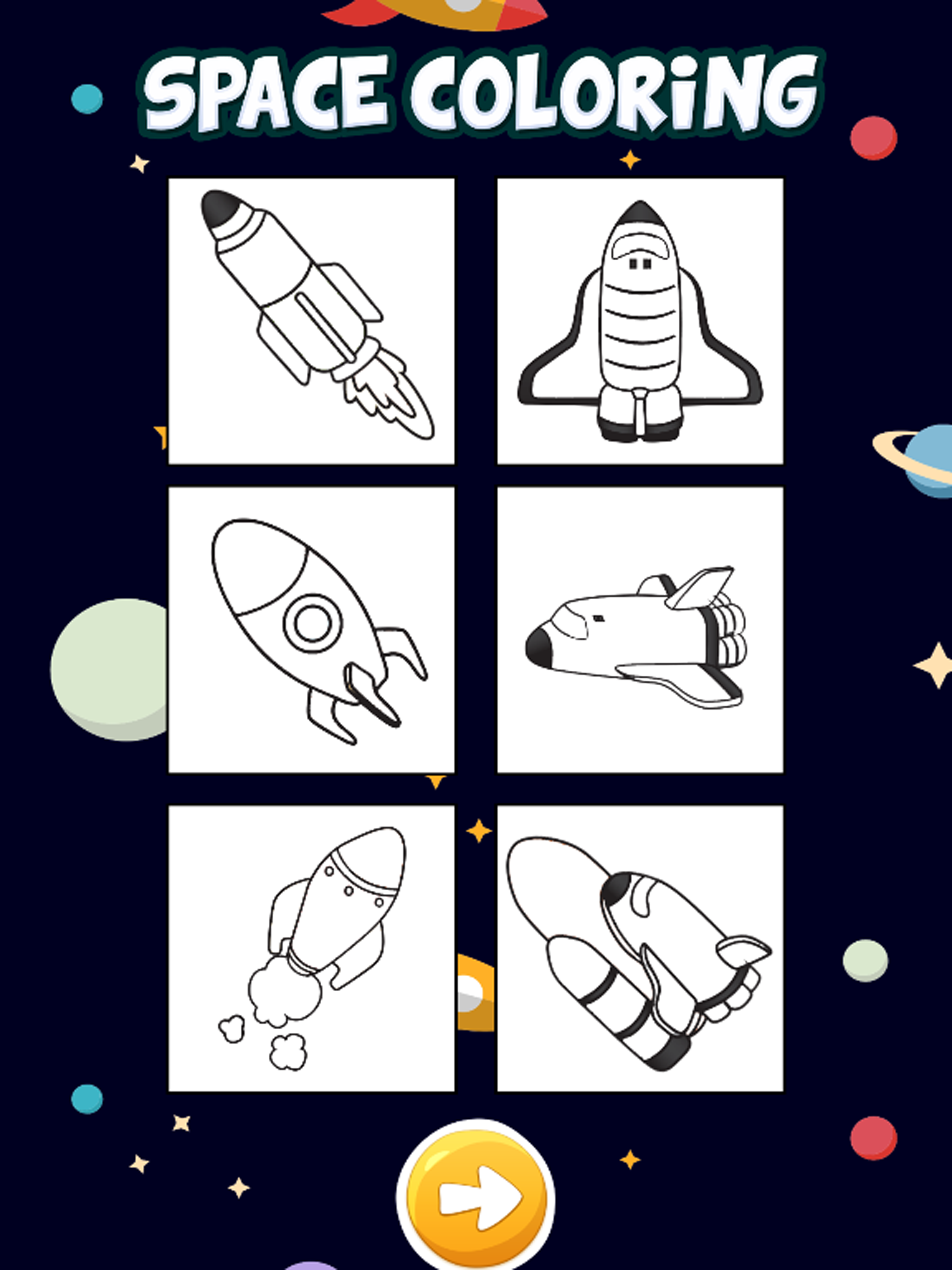 Rocket space coloring book for kids games screenshot 5