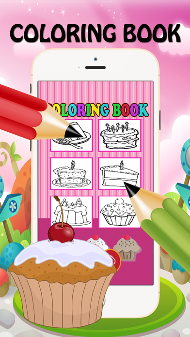 Valentine Cup Cake Bakery Coloring Book For Kids iPhone screenshot