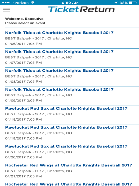 TicketReturn - Executive Reports iPad screenshot
