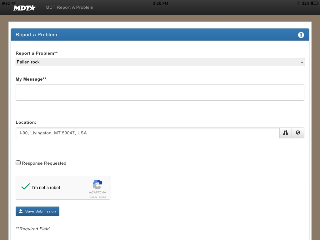 MDT Report A Problem