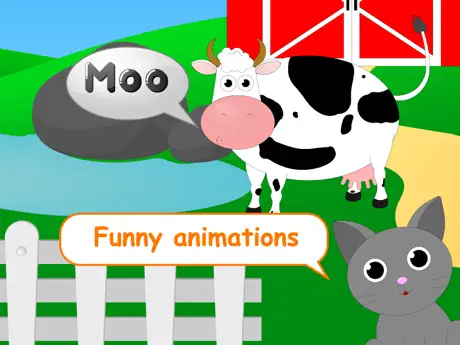 Game for kids and babies about animals food cars