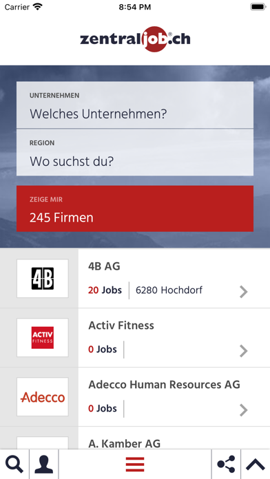 zentraljob.ch Screenshot