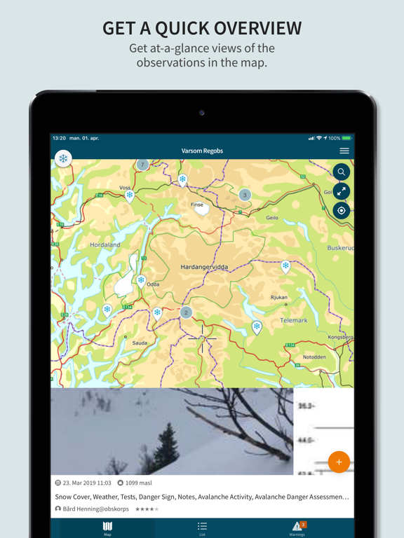 Varsom iPad screenshot