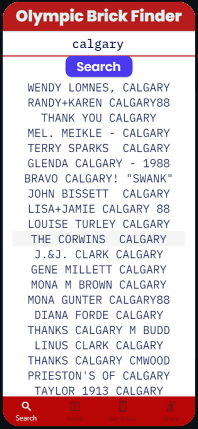 Olympic Brick Finder