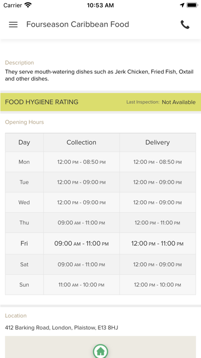 Fourseason Caribbean Food. Screenshot