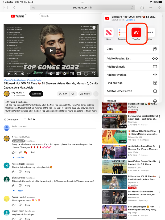 VideoTag Note with hashtags