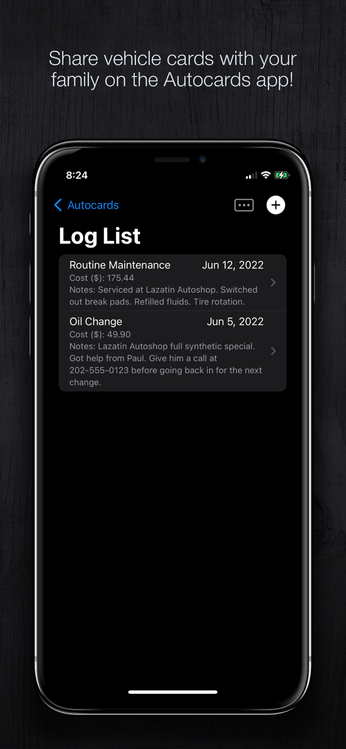Autocards - Vehicle Log